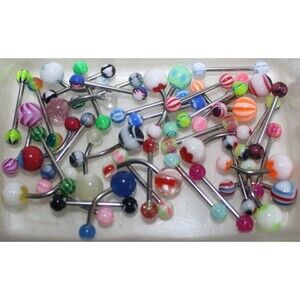 Lot of 41 Straight & Curved Belly Rings 14 Gauge Colorful Jewelry New